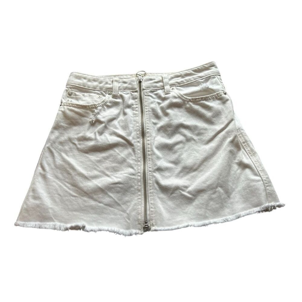 Free People Women's White Denim Mini Skirt Size 26 Casual Pockets